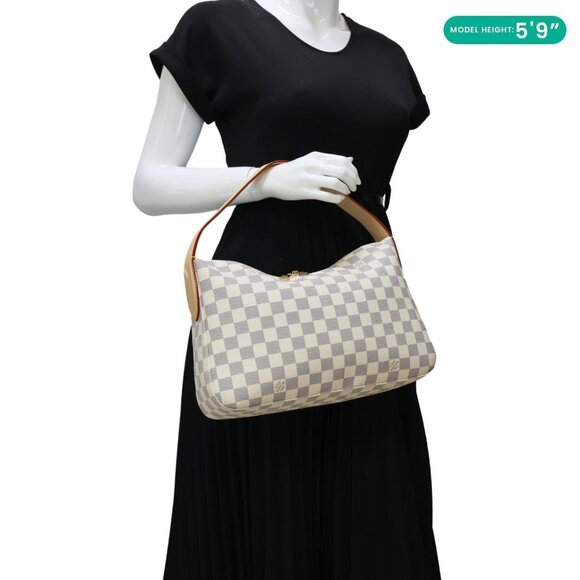 Louis Vuitton Slouchy PM Damier Azur Hobo Bag Rose Ballerine - Picture 2 of 13
